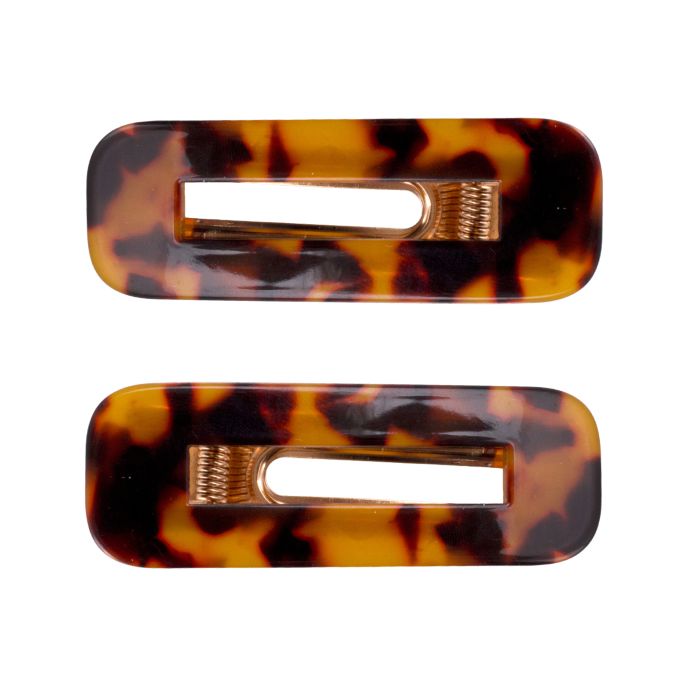 Square Hair Clips - TORTOISE SHELL - Set of Two