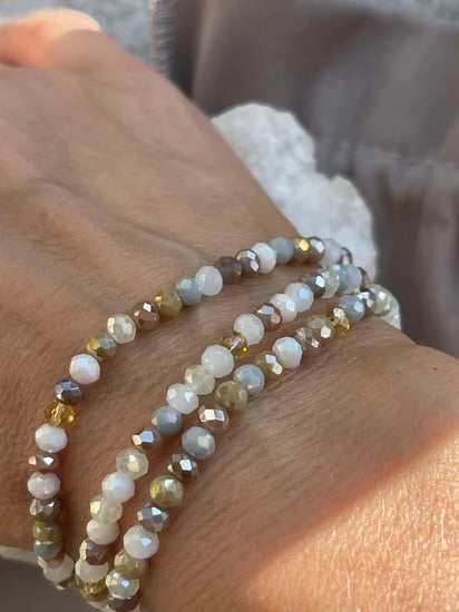 Bracelet - AYA - Crystal - Beige Mix - Set/3