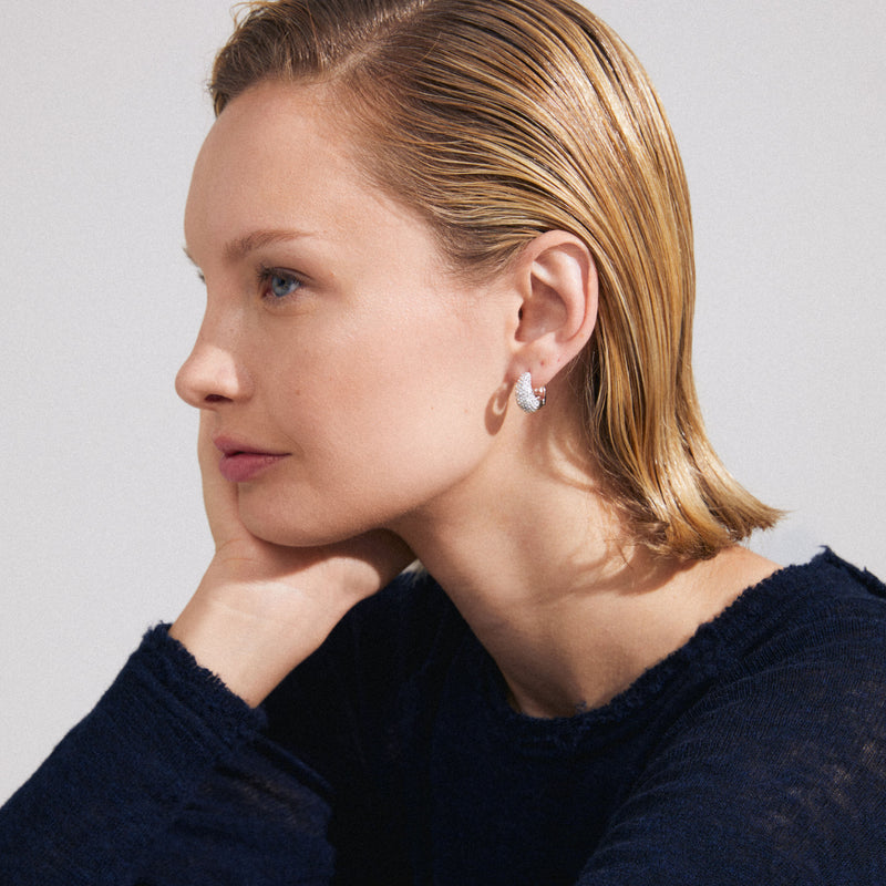 Earrings - Focus Silver Plated Crystal Earrings