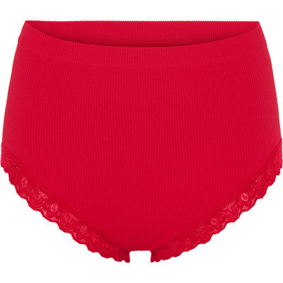Feline Rib Midi Knickers - Red