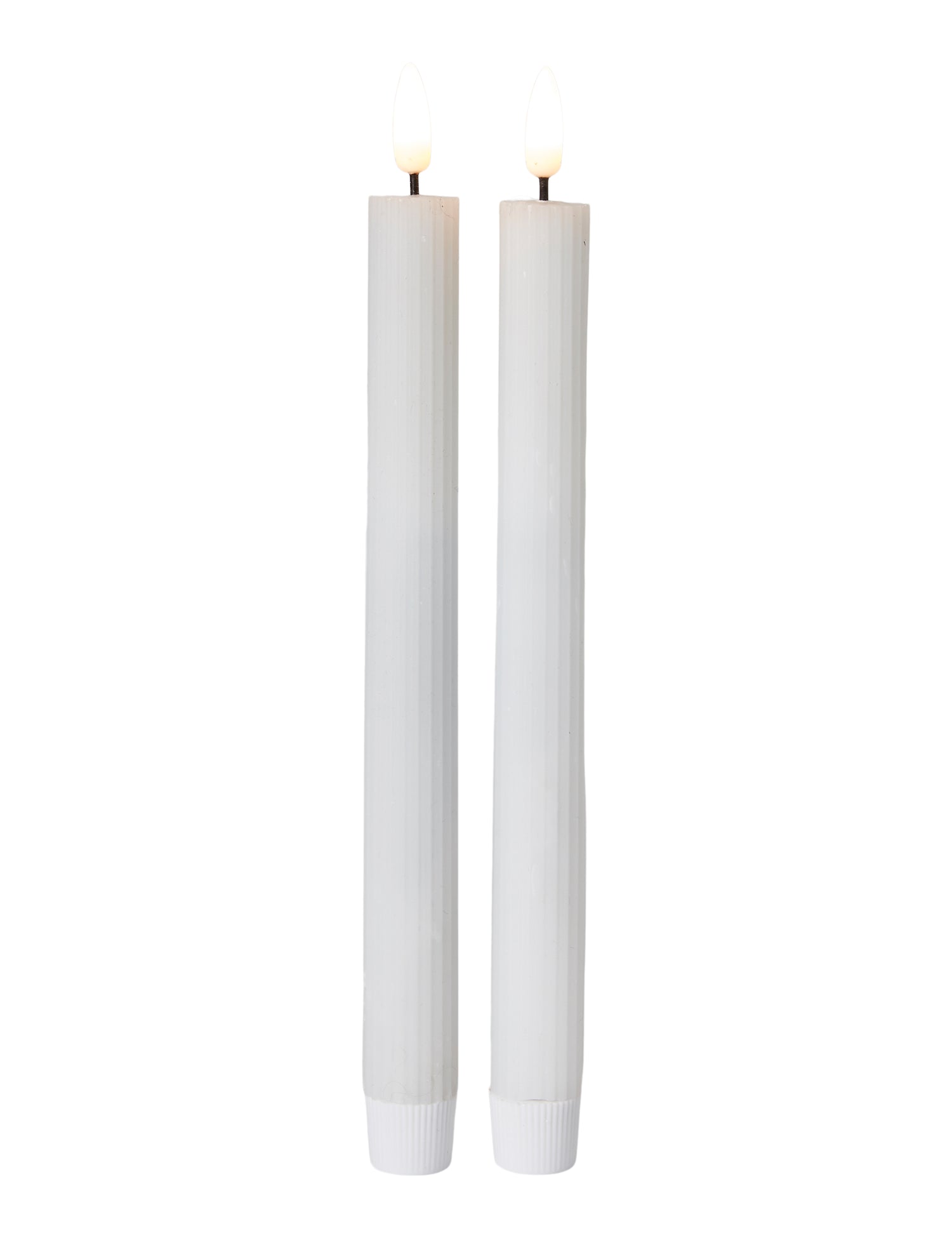 LED Dinner Candle Set/2 - Ribbed White - EVERYDAY