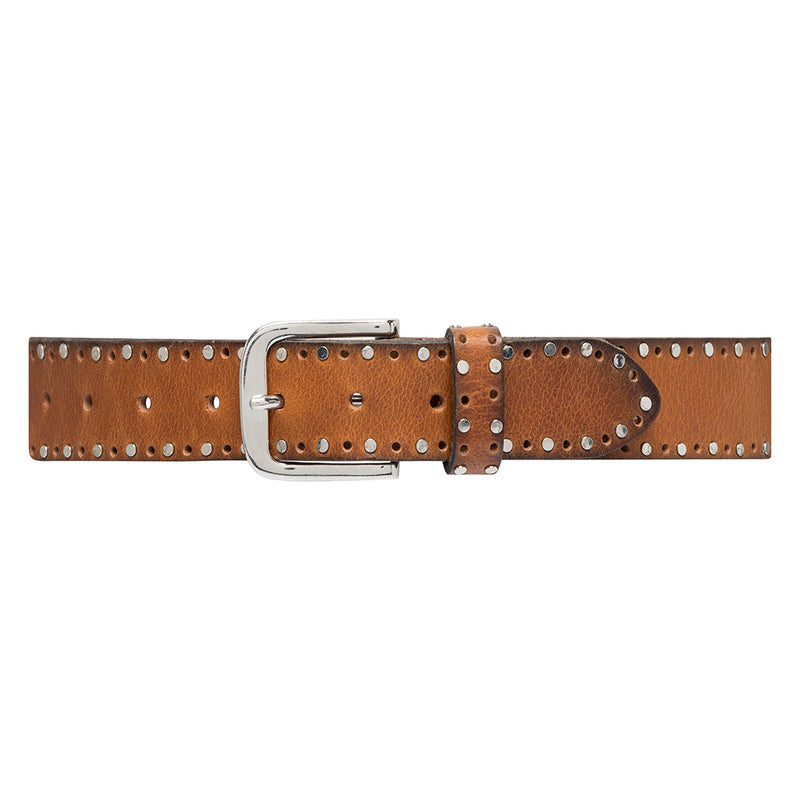 Belt - Wide Leather Belt - Cognac