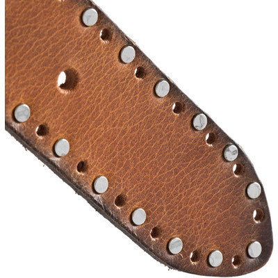 Belt - Wide Leather Belt - Cognac