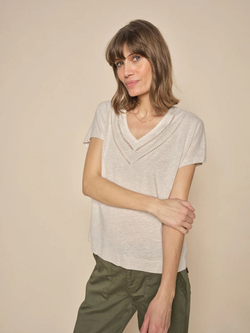 Top - COEL V-NECK TEE - Cement - LB