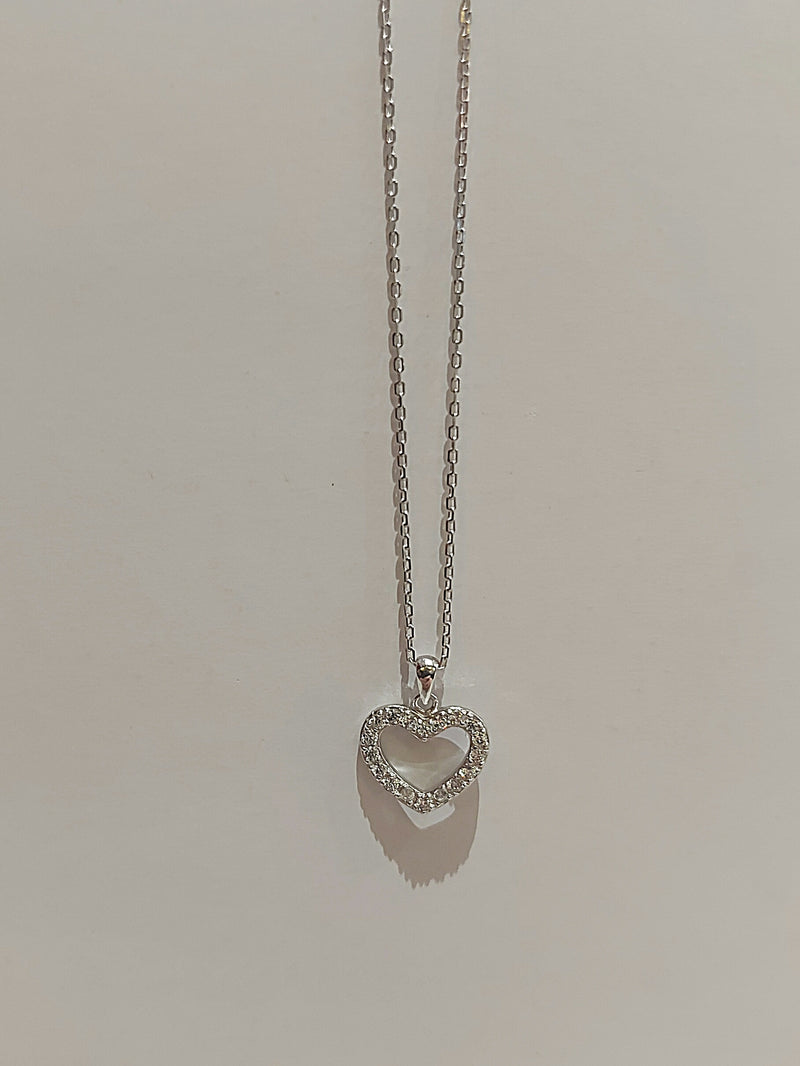 Necklace- Heart - 925 Sterling Silver - Cubic Zirconia