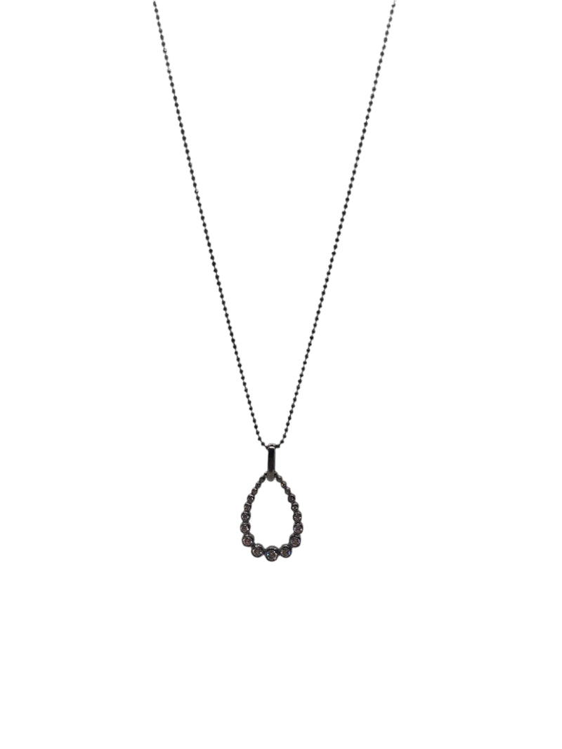 Juleo Jewellery - Teardrop Pendant - Black Rhodium Finish - 80cm