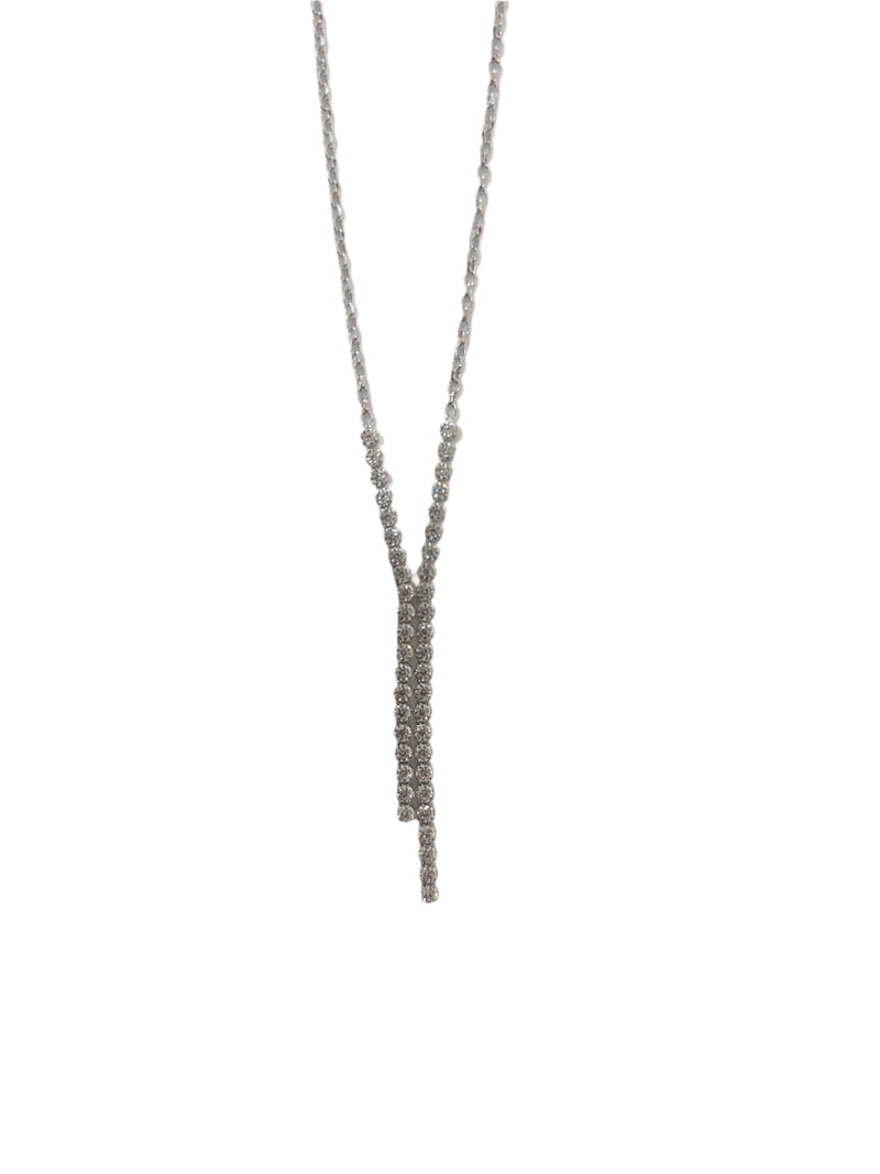 Necklace - Double Strand - 925 Sterling Silver/CZ