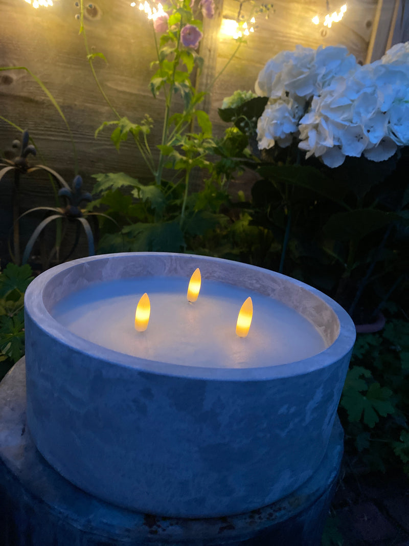 Candle LED - Cement Pot - With Timer Function