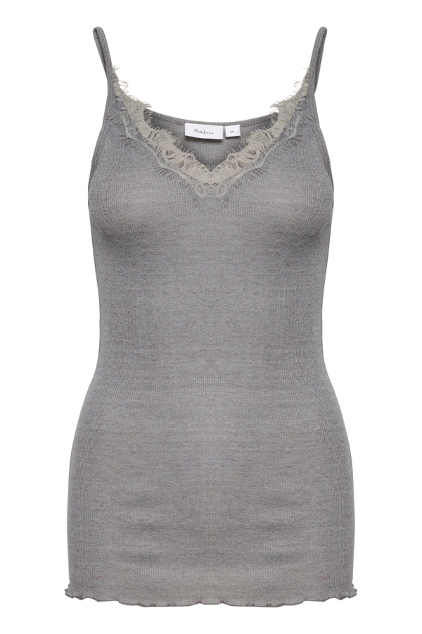Top - MAYA SZ STRAP TOP - Mist Grey Melange