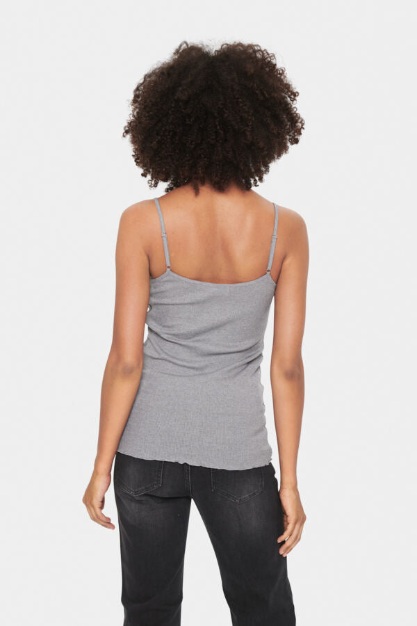 Top - MAYA SZ STRAP TOP - Mist Grey Melange