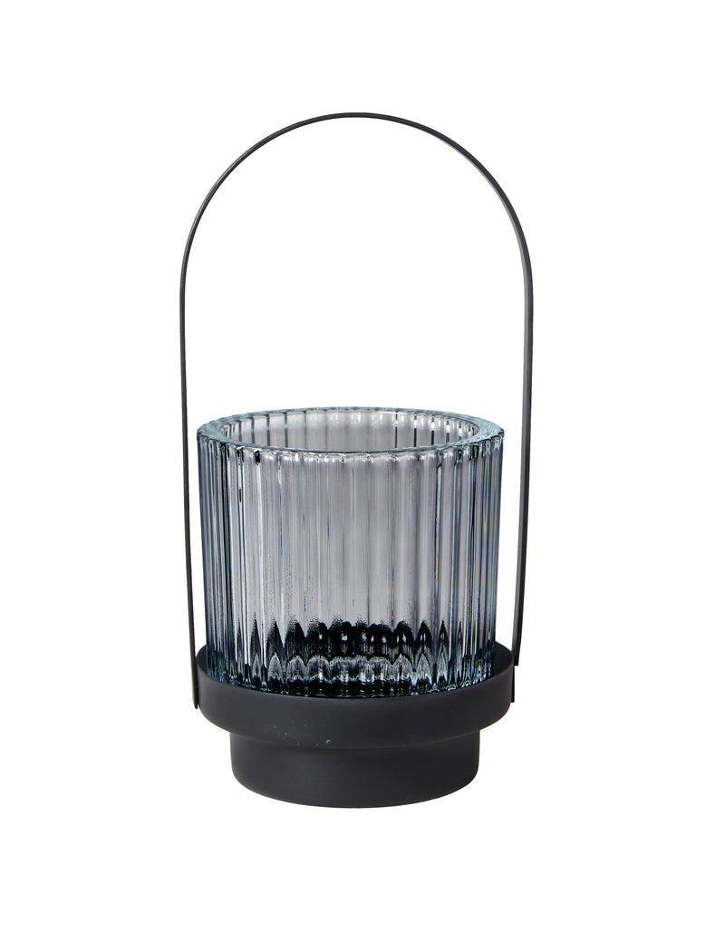 Candle holder with glass insert - Grey -