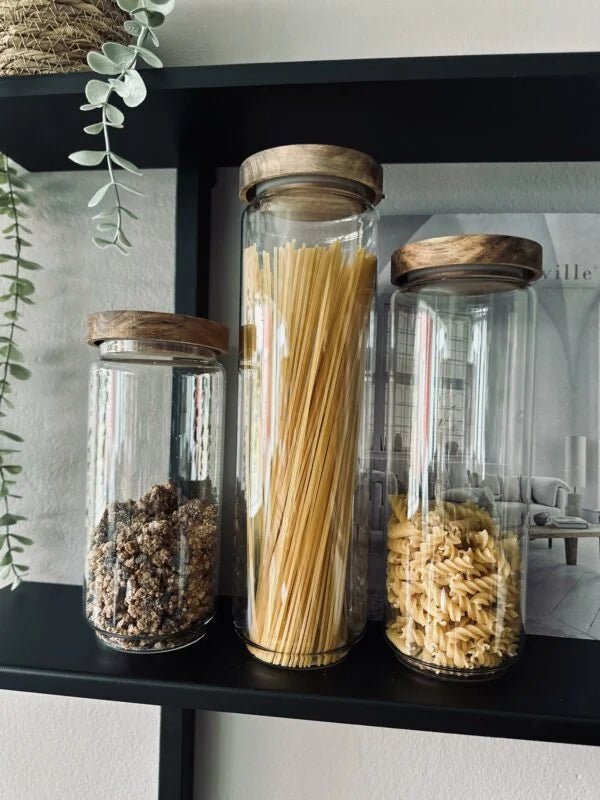 Storage Jar - Glass - Wooden Lid - 700 ML