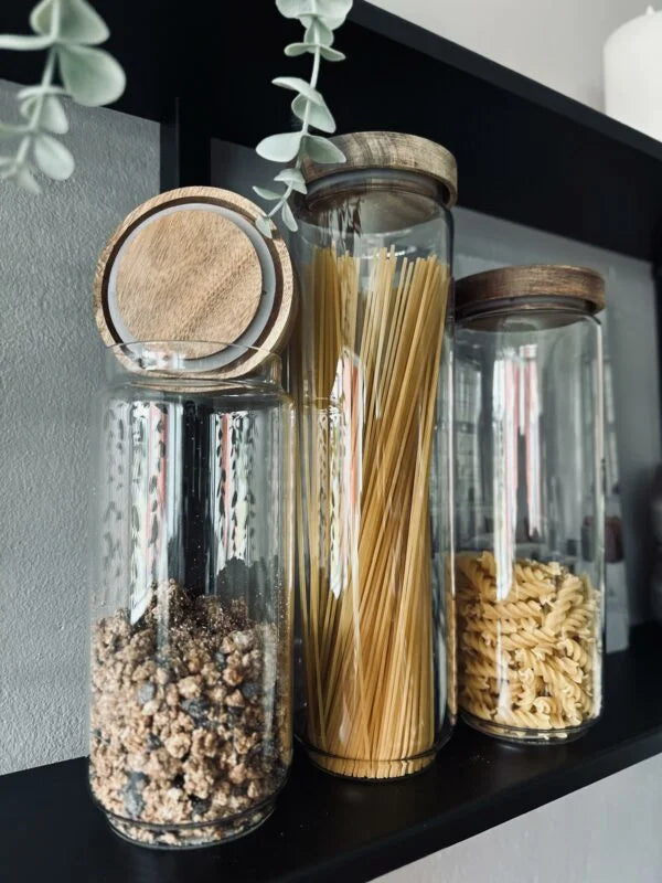 Storage Jar - Glass - Wooden Lid - 1000 ML
