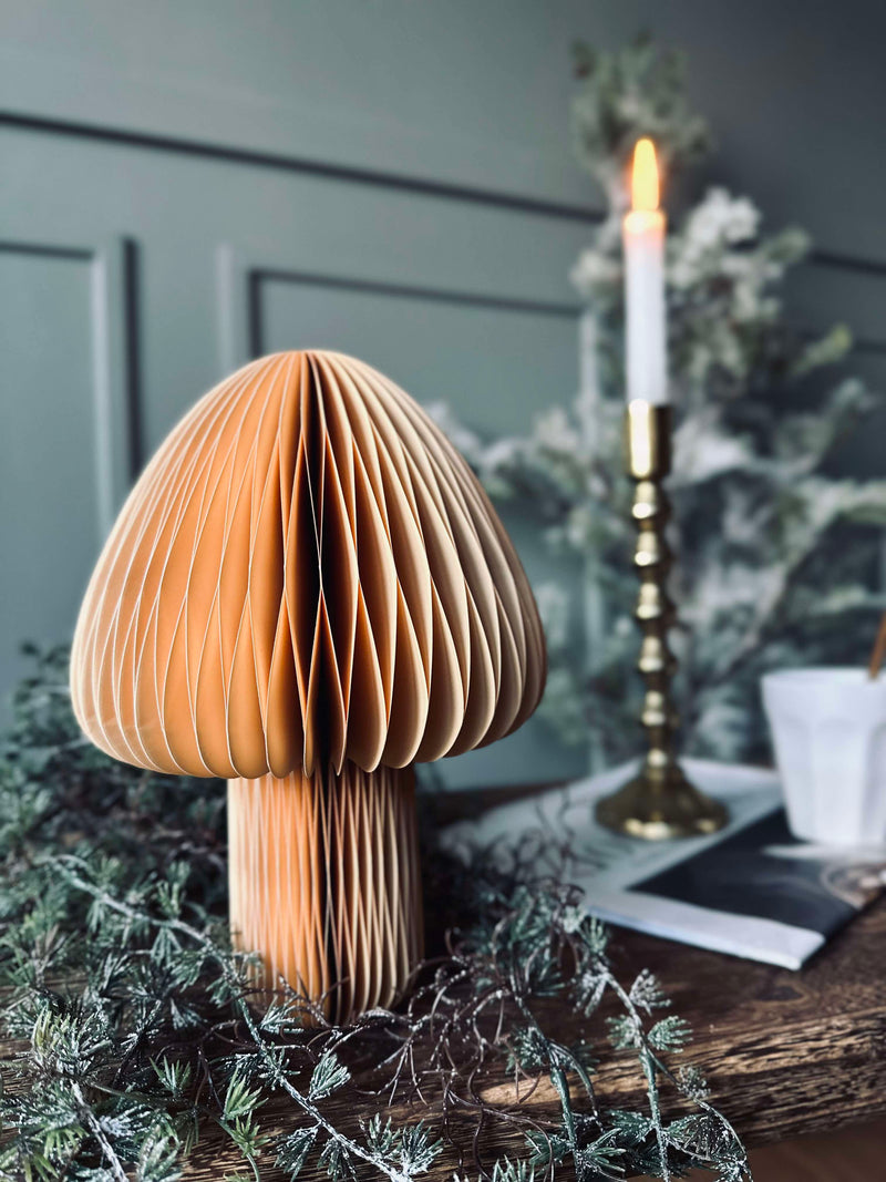 Mushroom Decoration- Paper - Ochre - Round