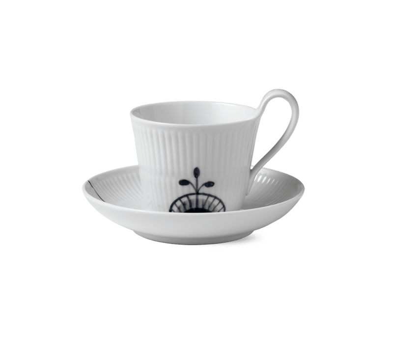 Cup & Saucer - 25Cl - Black Fluted - Mega - Royal Copenhagen