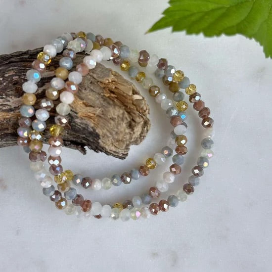 Bracelet - AYA - Crystal - Beige Mix - Set/3