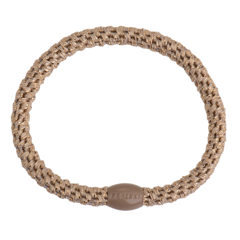 KKnekki Hair Tie - Slim - Beige with Glitter