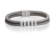 SIF JAKOBS- Modena 5 Rings Leather Bracelet - Rhodium Plated 925 Sterling Silver