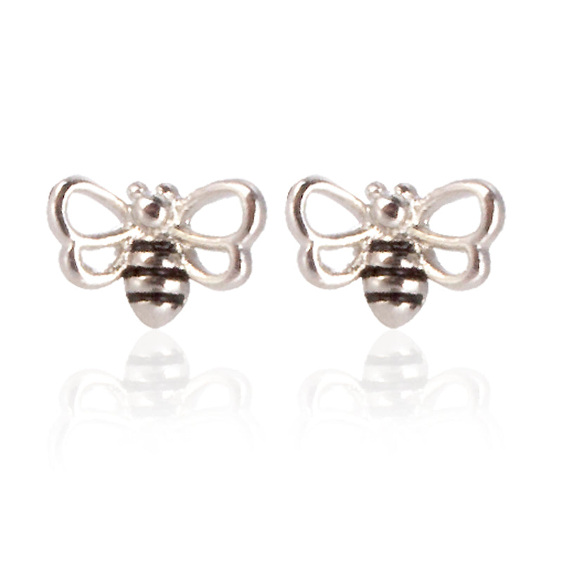 Silver Bee Stud Earrings