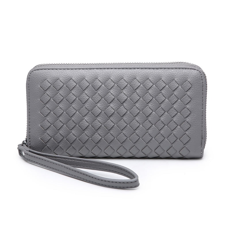Purse Woven Non Leather - Warm Grey