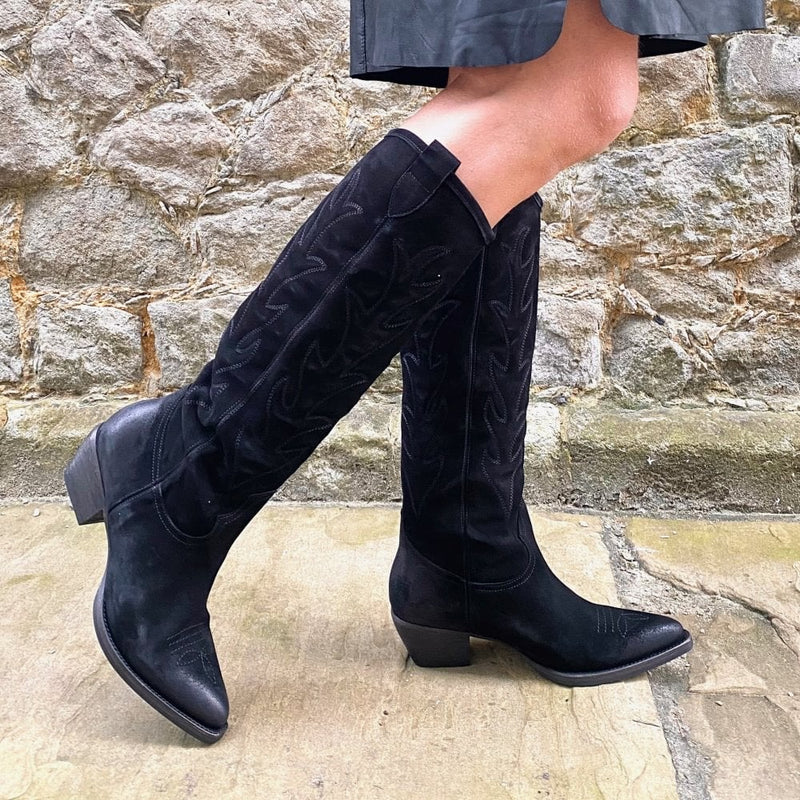 Boot Cowboy - Black Nubuck