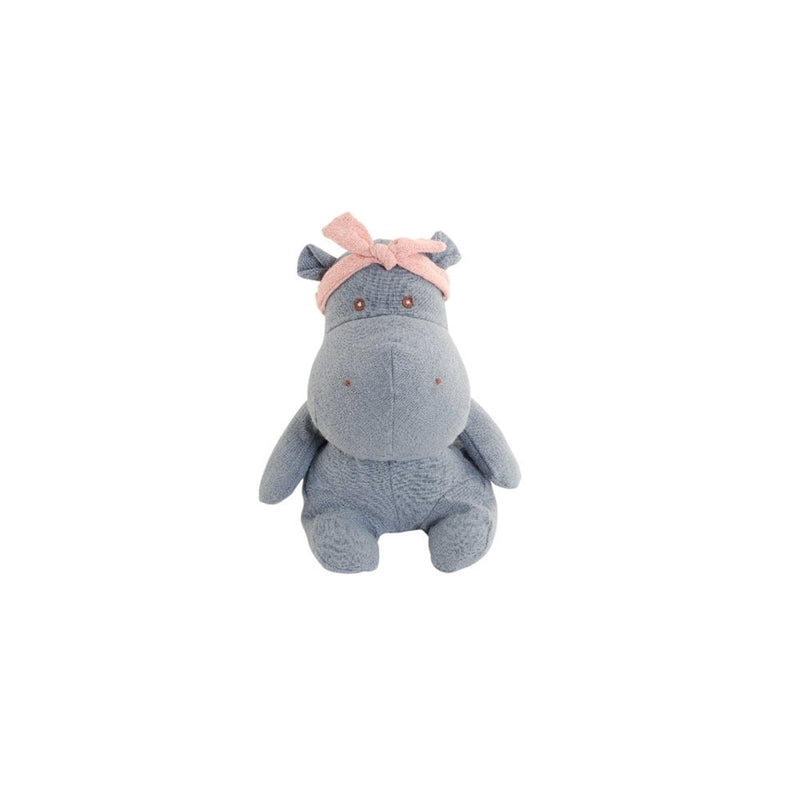 Soft Toy Hippo With Hairband - Denim Blue