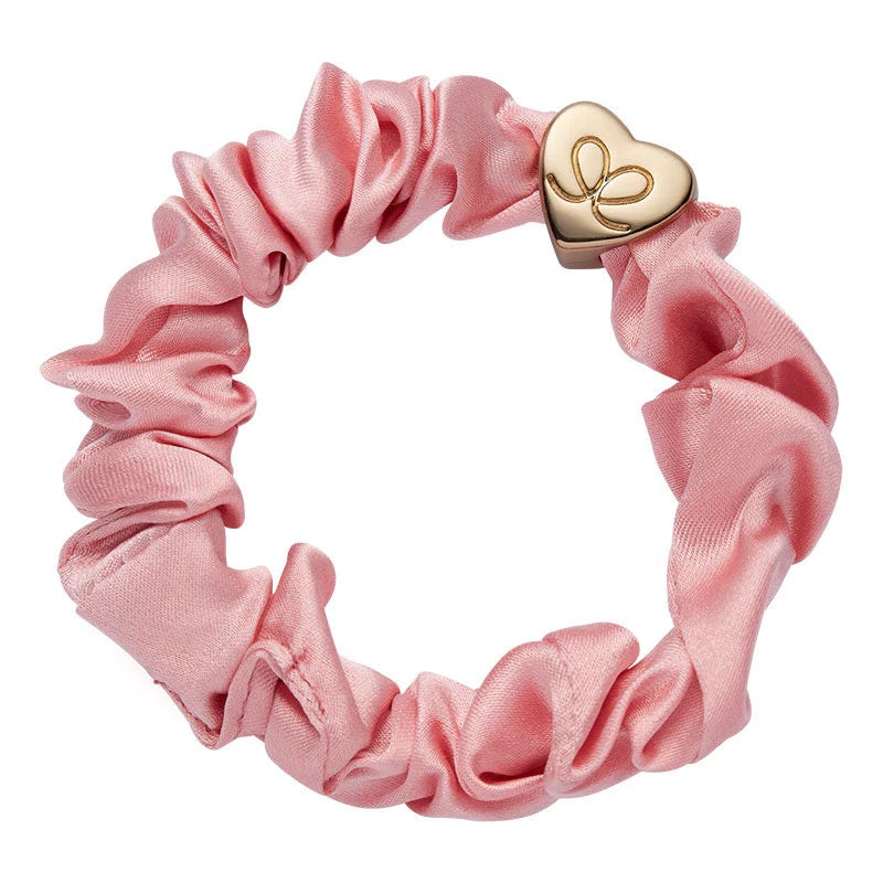 Hair Scrunchie - Silk - HEART ROSE TAN/G