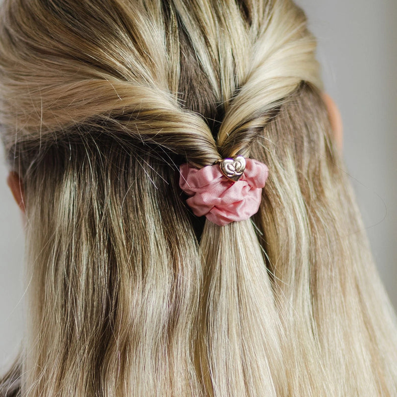 Hair Scrunchie - Silk - HEART ROSE TAN/G