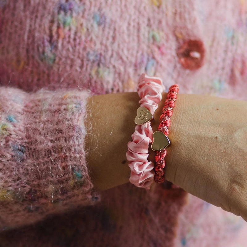 Hair Scrunchie - Silk - HEART ROSE TAN/G