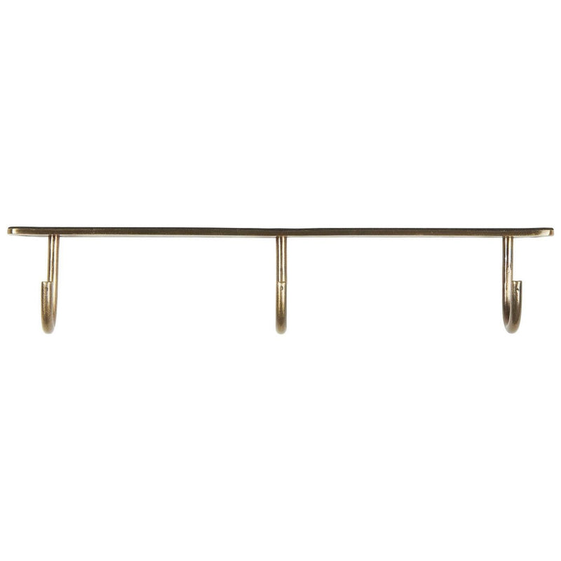 Coat Rack - 3 Hooks - Antique Brass Finish