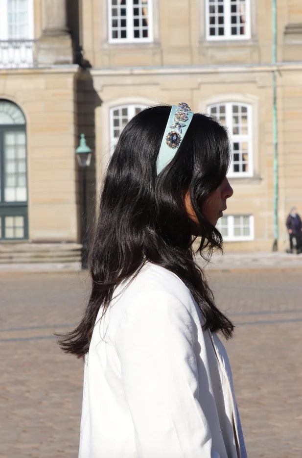 Hair Band With Crystals - Mint