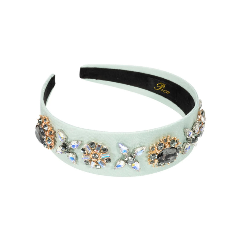 Hair Band With Crystals - Mint