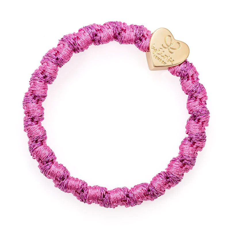 J - Hair Tie - HEART BUBBLEGUM PINK/G