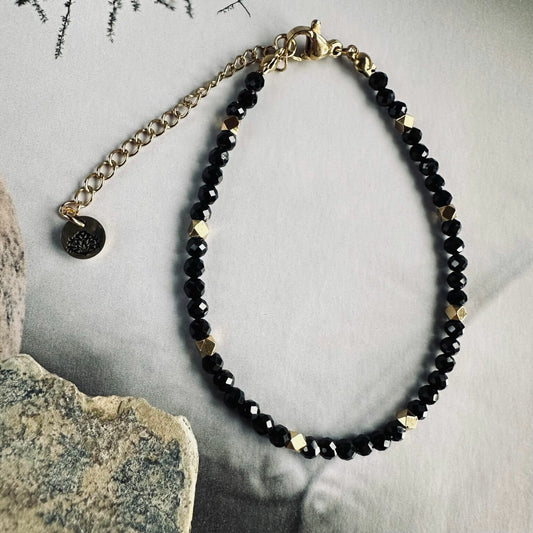 Bracelet - Semi Precious Stones- Sort Onyx