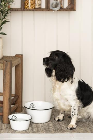 Dog Bowl - Enamel - Large - White