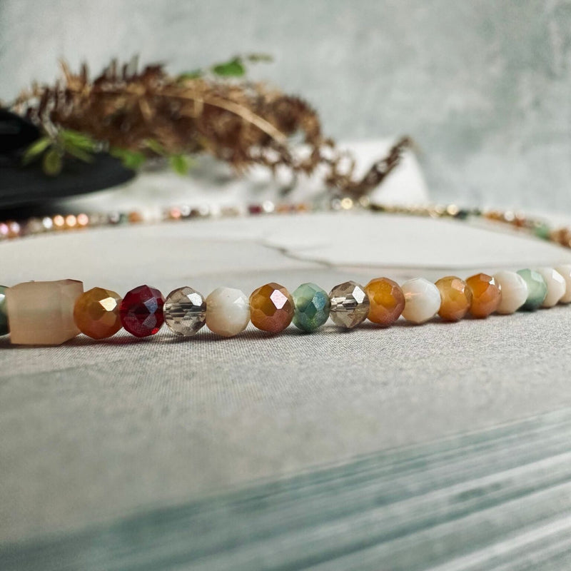 Necklace MIA - Crystal Beads - Multi Beige