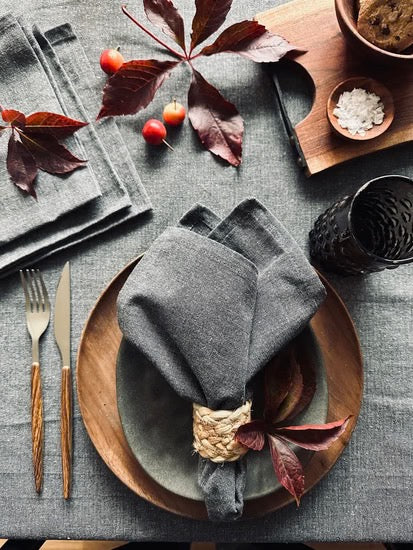 Napkin - Set/4 - Fabric - Dark Grey