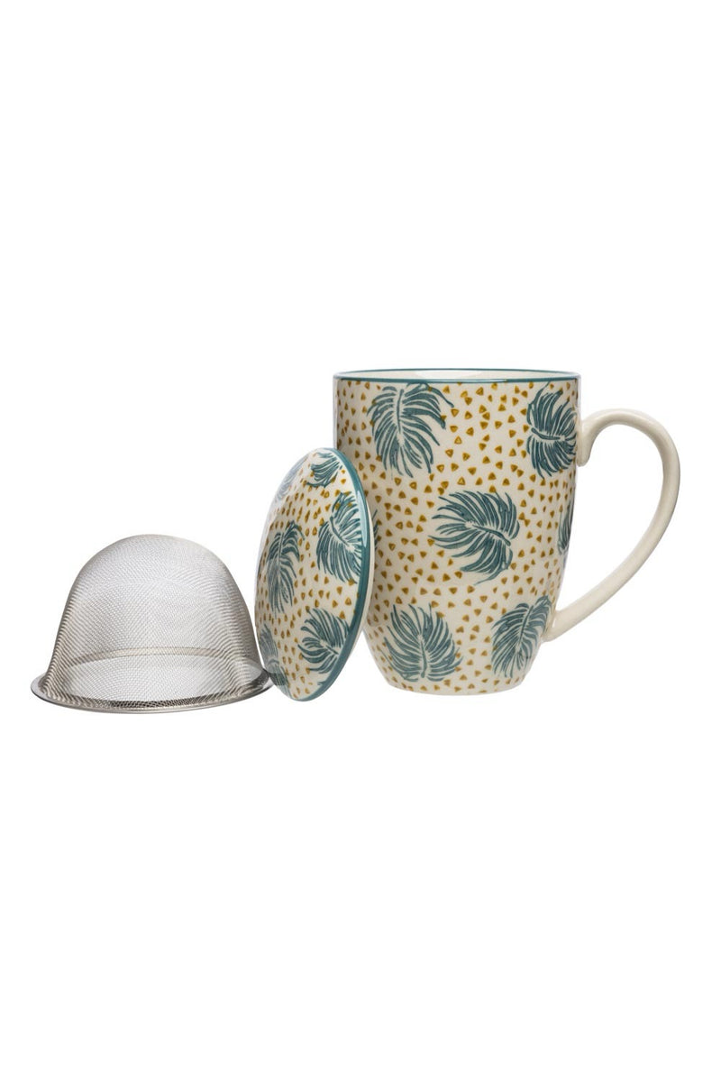 Mug Tea With Strainer - Aqua / Mustard