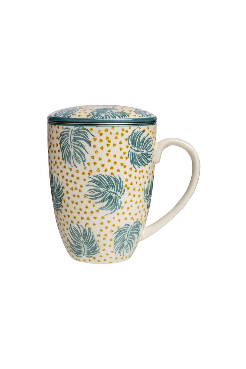 Mug Tea With Strainer - Aqua / Mustard