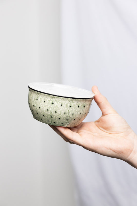 Bowl Salat With Lid Small -  Green / Black