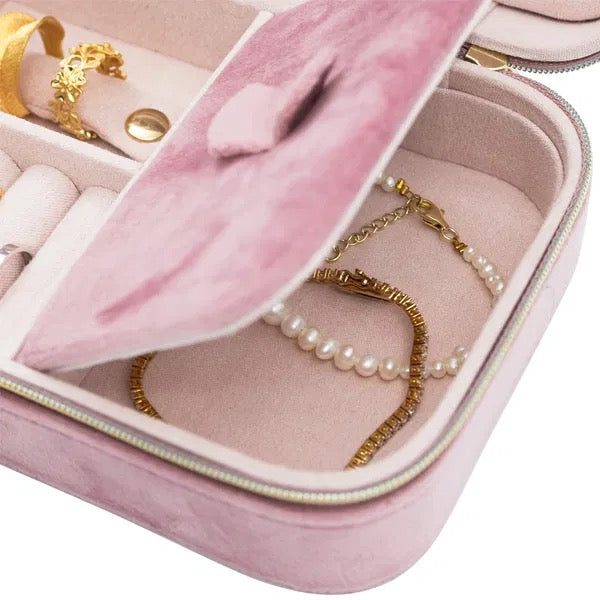 Jewellery Box - Velvet - Blush Pink