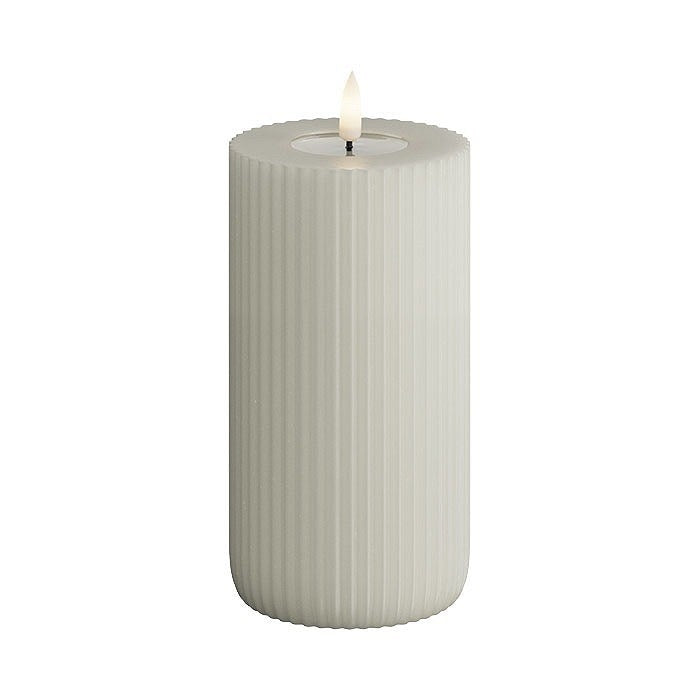 Block Candle LED - Ridged - 8 x 15cm -Sand