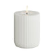 Block Candle LED - Ridged - 8 x 10cm - White