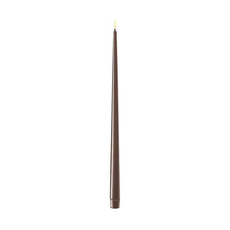 Dinner Candles LED - H38cm - Set/2 - Mocca