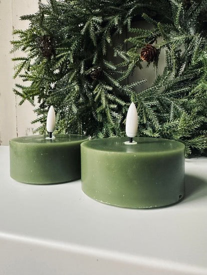 LED Jumbo Tealights - Set/2 - Olive