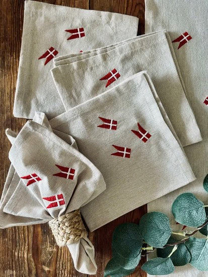 Napkin - Set/4 - Fabric - Danish Flag