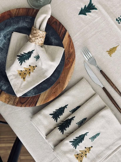 Christmas Napkin - Set/4 - Fabric - Trees