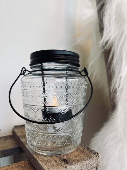 Candle Holder - Lantern Style - Black