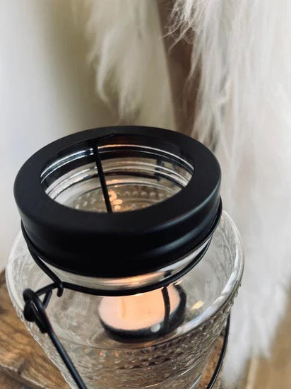 Candle Holder - Lantern Style - Black