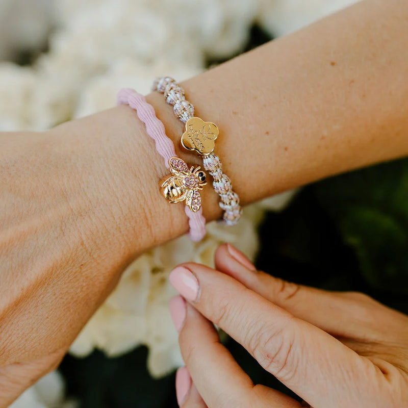 Hair Tie - Gold Bling Bee - Ballet Pink